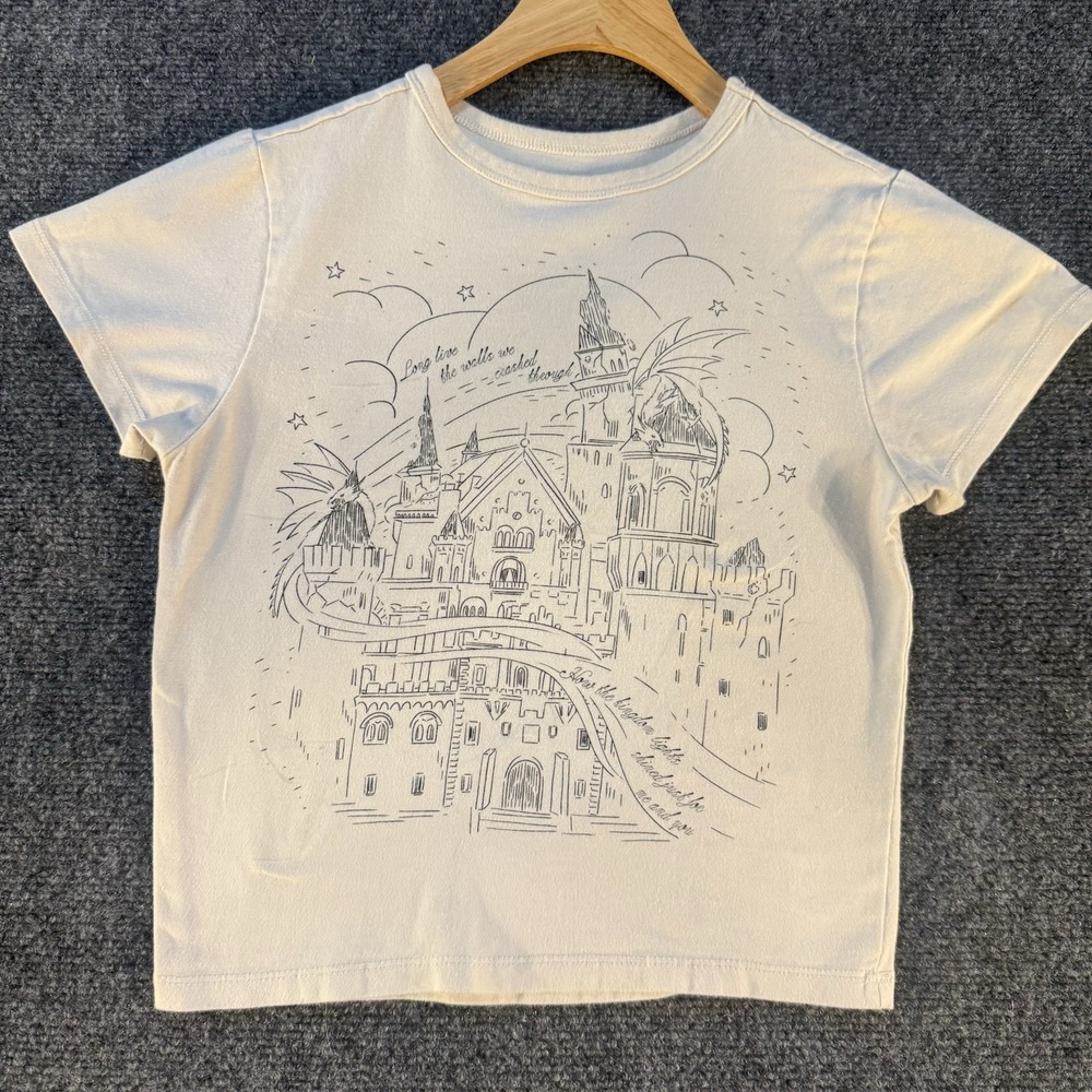 Speak Now Taylor's Version Castle Graphic Baby Tee XS White Cotton Blend Swiftie